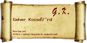 Geher Kocsárd névjegykártya